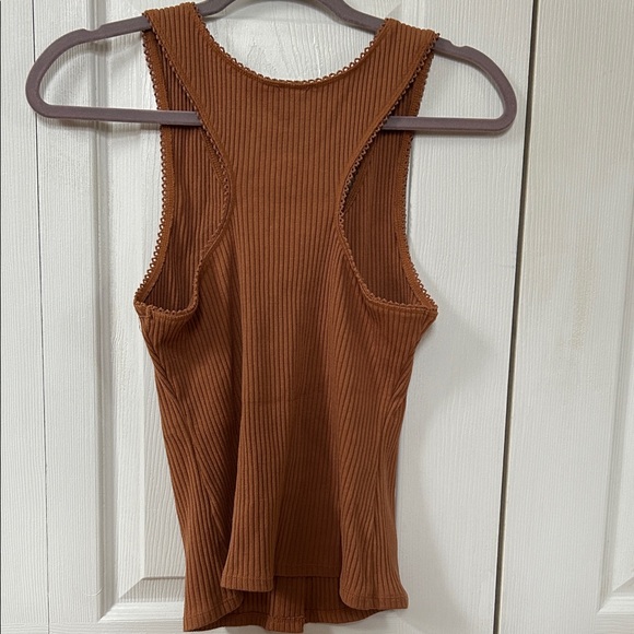 Free People Rust Ribbed Button-Front Tank Top - Picture 5 of 5